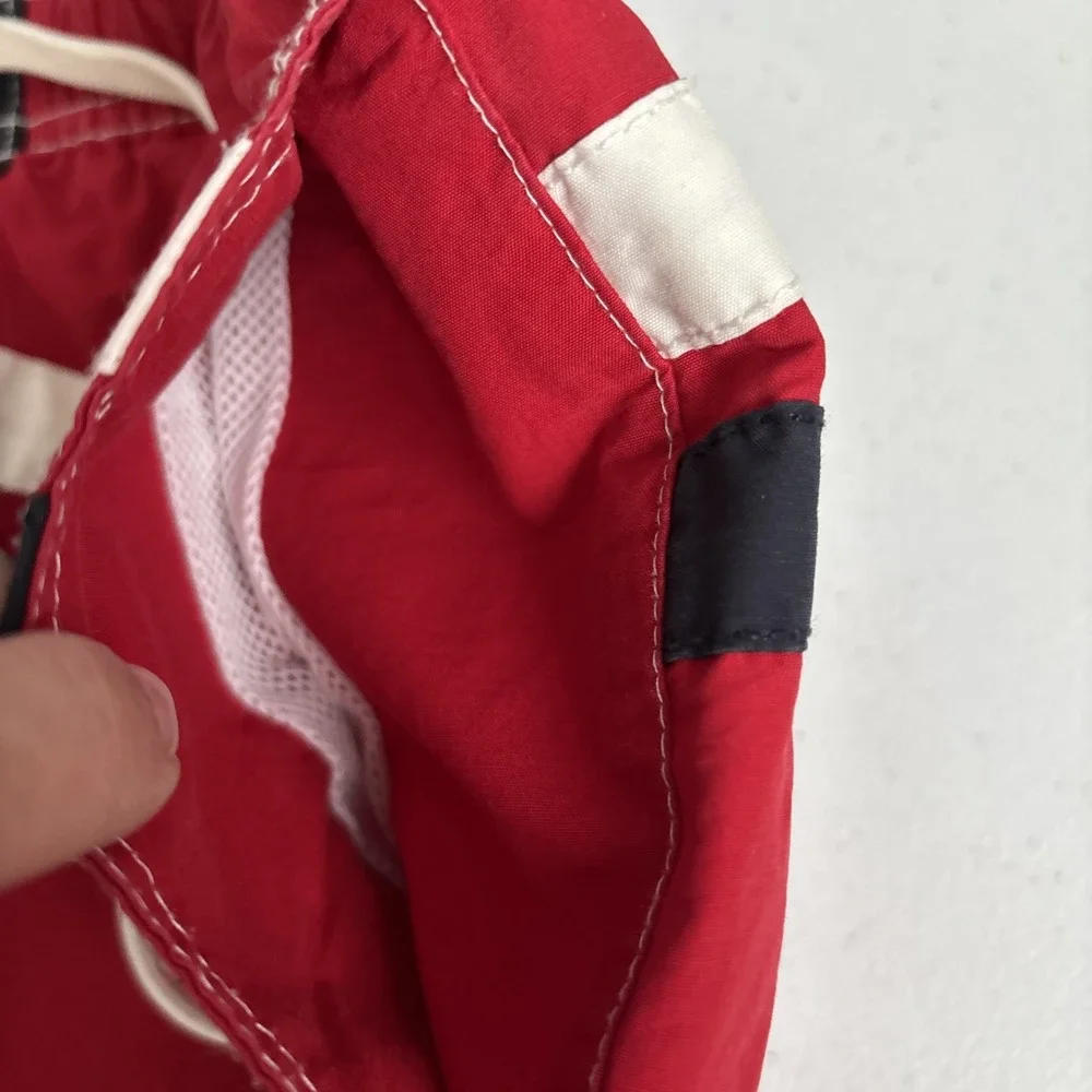 Tommy Hilfiger Men's Large Red‎ White Blue Stripe Board Short Swim Trunks